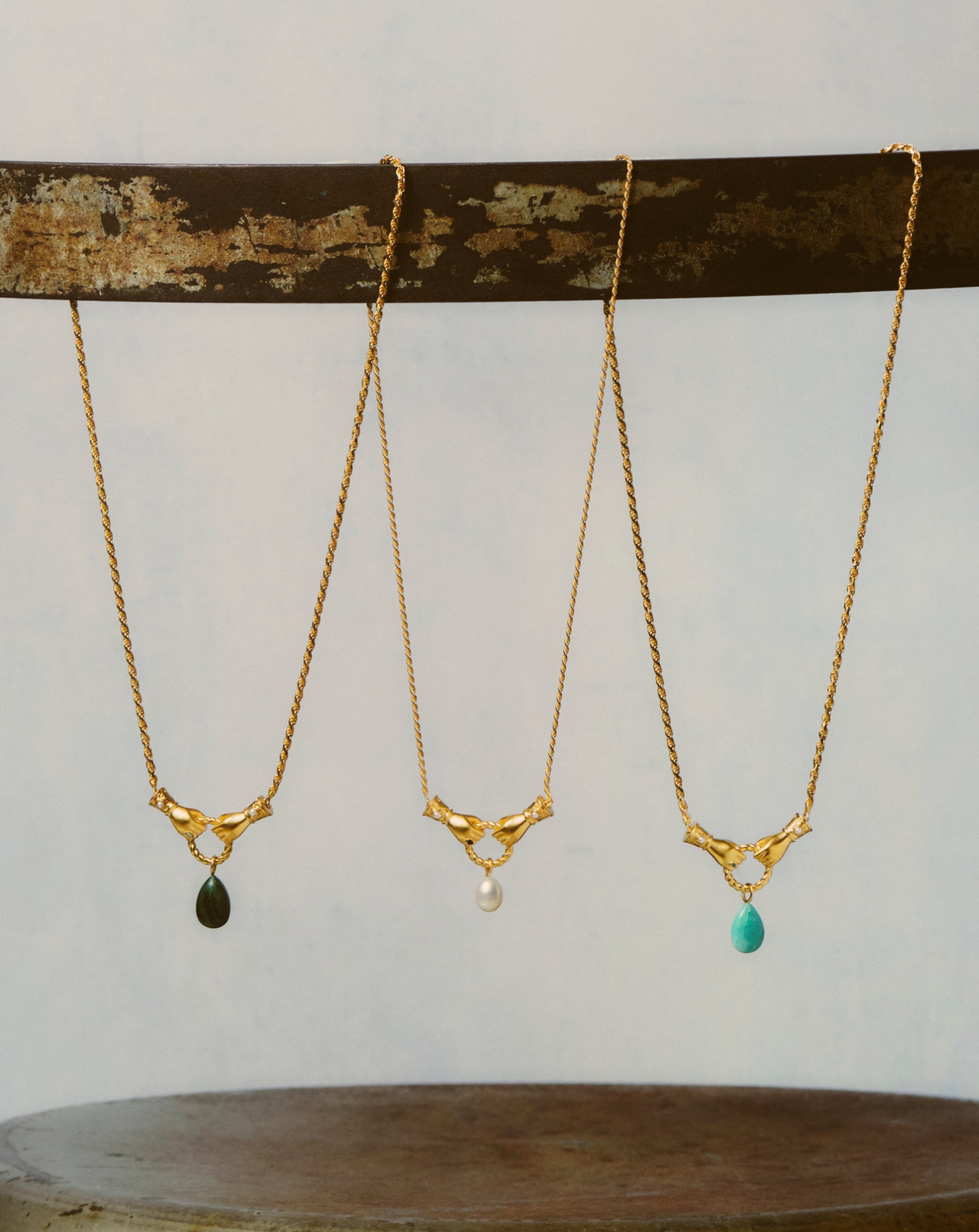 Harris Reed In Good Hands Drop Pendant Necklace - 18k Gold Plated Amazonite & Pearl Jewelry for Women | Elegant Gift for Birthday, Anniversary & Special Occasions