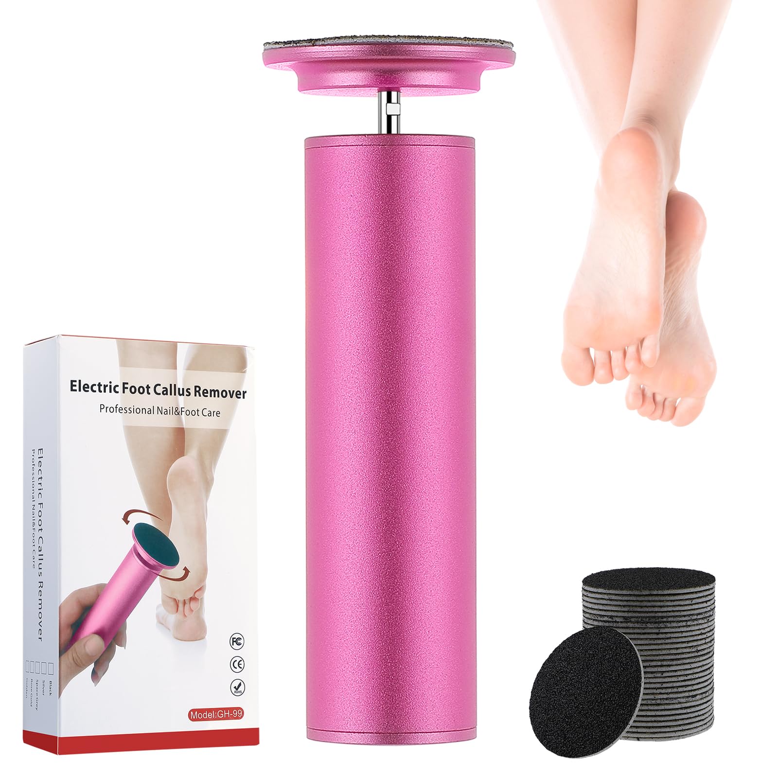 Electric Foot Callus Remover - Adjustable Speed Pedicure Tool with 60 Sandpaper Discs for Dead Skin & Callus Removal | Professional Foot File for Men & Women (Matte Purple) | Perfect for Home Pedicures & Foot Care Routines