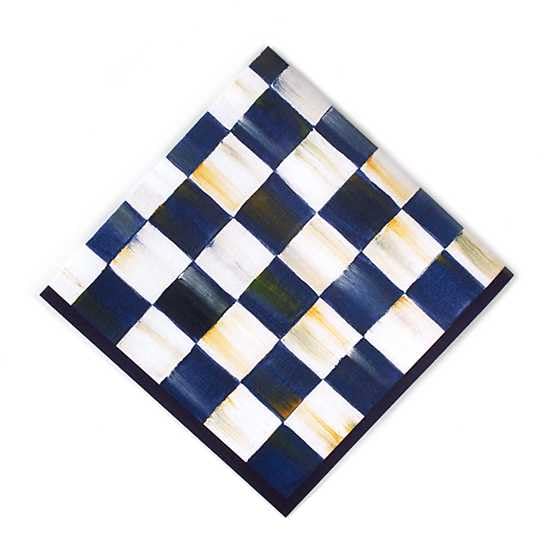 MACKENZIE-CHILDS Blue and White Royal Check Cocktail Napkins - Elegant Disposable Party Napkins for Weddings, Cocktail Parties & Home Entertaining