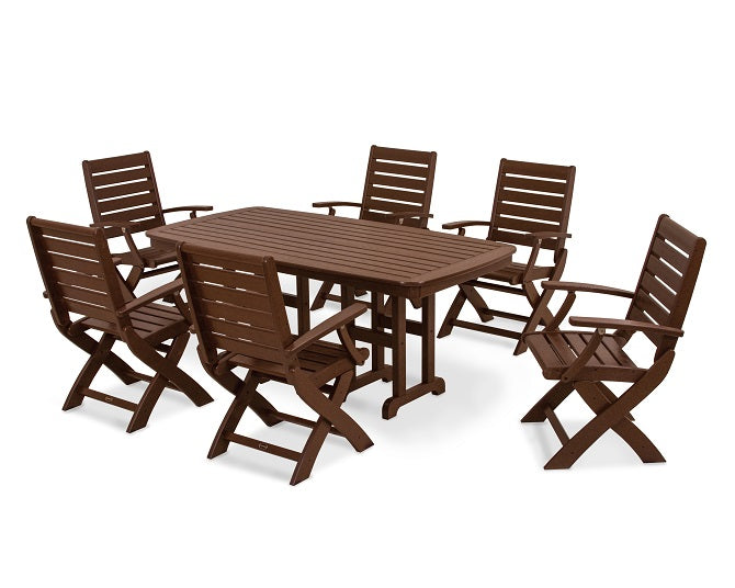 POLYWOOD Signature 7-Piece Folding Dining Set - Outdoor Patio Furniture for Backyard, Poolside & Garden Gatherings