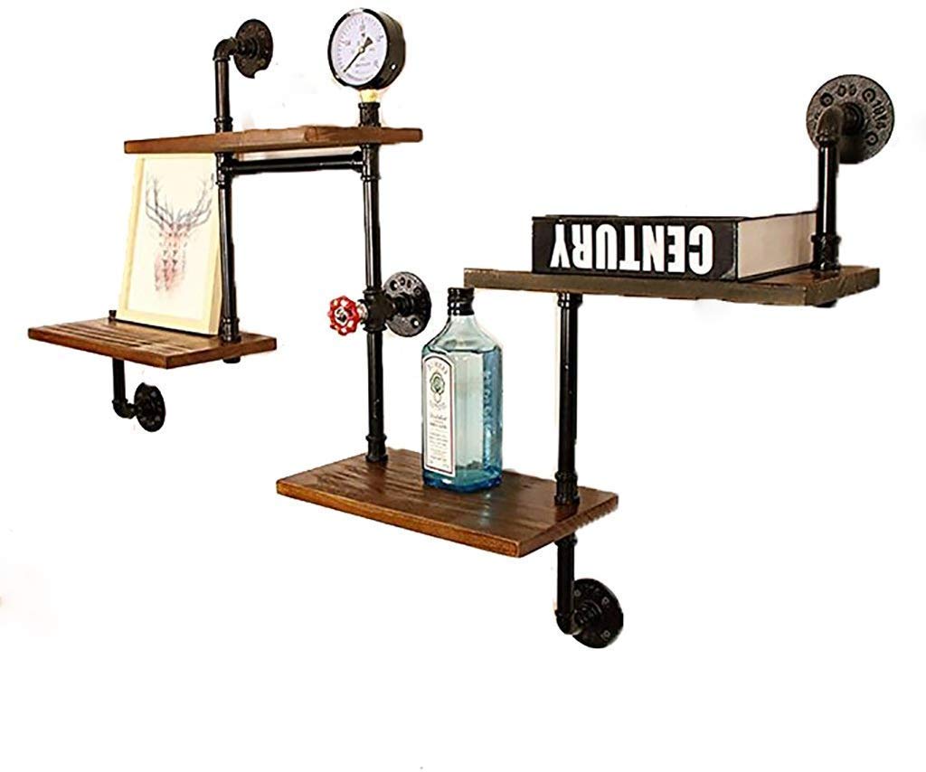 Vintage Wooden Floating Shelves - 4 Tier Wall Mount Storage Shelf for Home Decor, Kitchen, Bathroom & Living Room Organization | JHSHENGSHI Decorative Hanging Display Rack