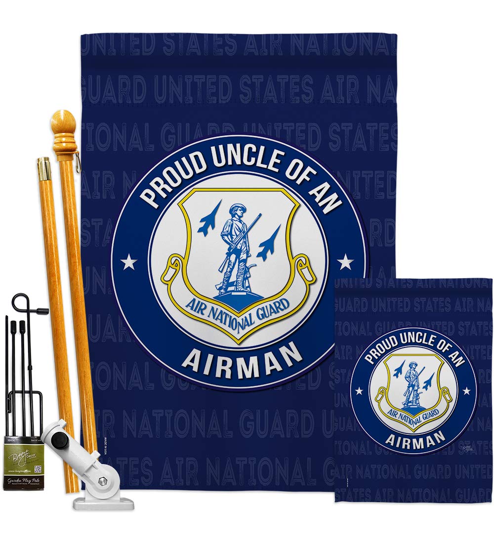 Official National Guard Air Force Garden Flag Kit - Proud Uncle Airman Military Yard Banner, Double-Sided 28x40 Inch, Made in USA - Perfect for Veterans Day, Armed Forces Events & Patriotic Home Decor