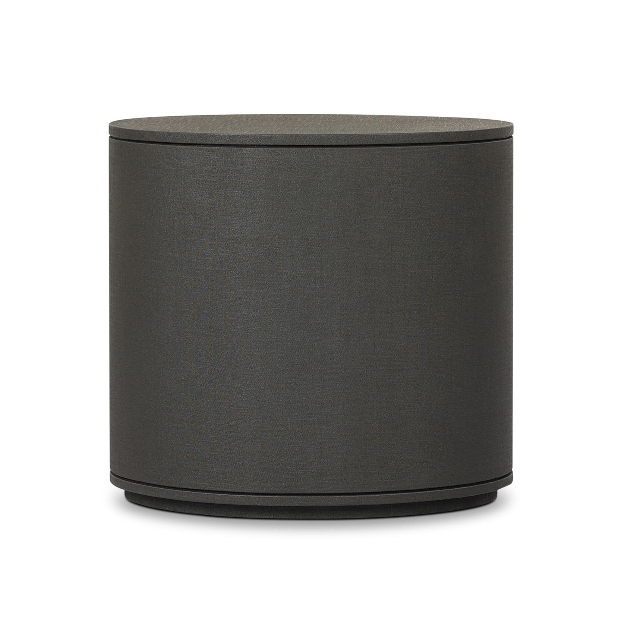 Amelia Oval Nightstand - Dark Green Lacquered Linen Side Table for Bedroom, Living Room & Nursery | Modern Minimalist Bedside Table with Storage