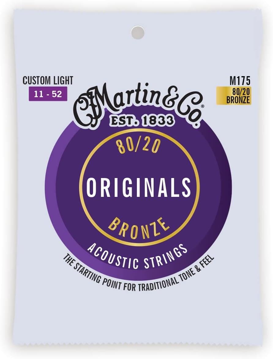 Martin C.F. Original M175 80/20 Bronze Acoustic Guitar Strings - Light Gauge (11-52) for Warm Tone & Playability | Perfect for Folk, Blues & Fingerstyle Players