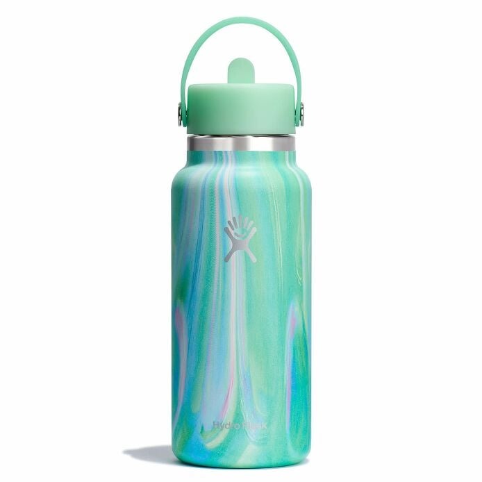 32 oz Wide Mouth Water Bottle with Flex Straw Lid - Insulated Stainless Steel Tumbler for Gym, Hiking & Outdoor Activities