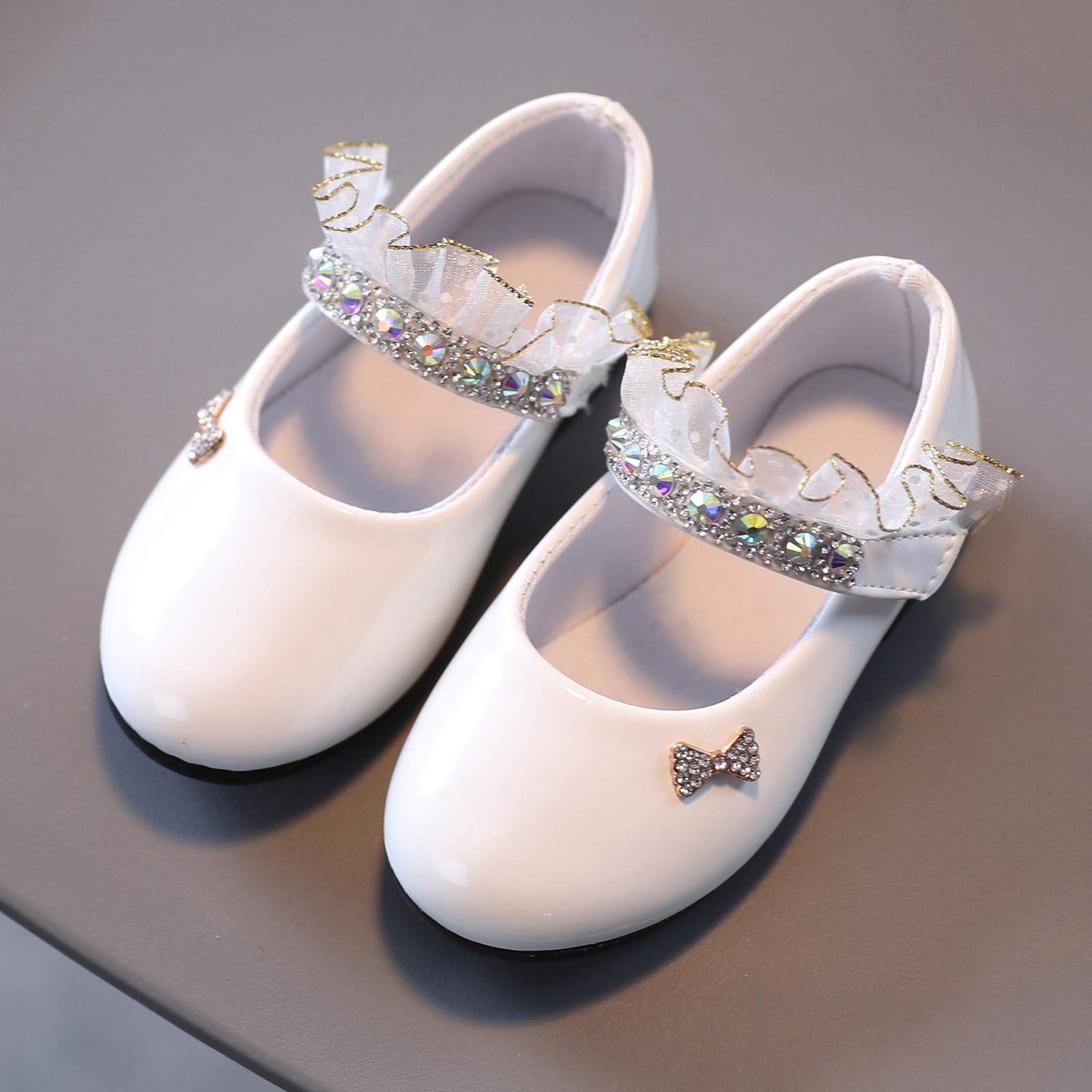 Lykmera Girls' Crystal Sneakers for Toddlers - Princess Casual Baby Shoes for Kids (White, Size 10.5-11 Years) | Perfect for Playdates, Parties & Everyday Wear