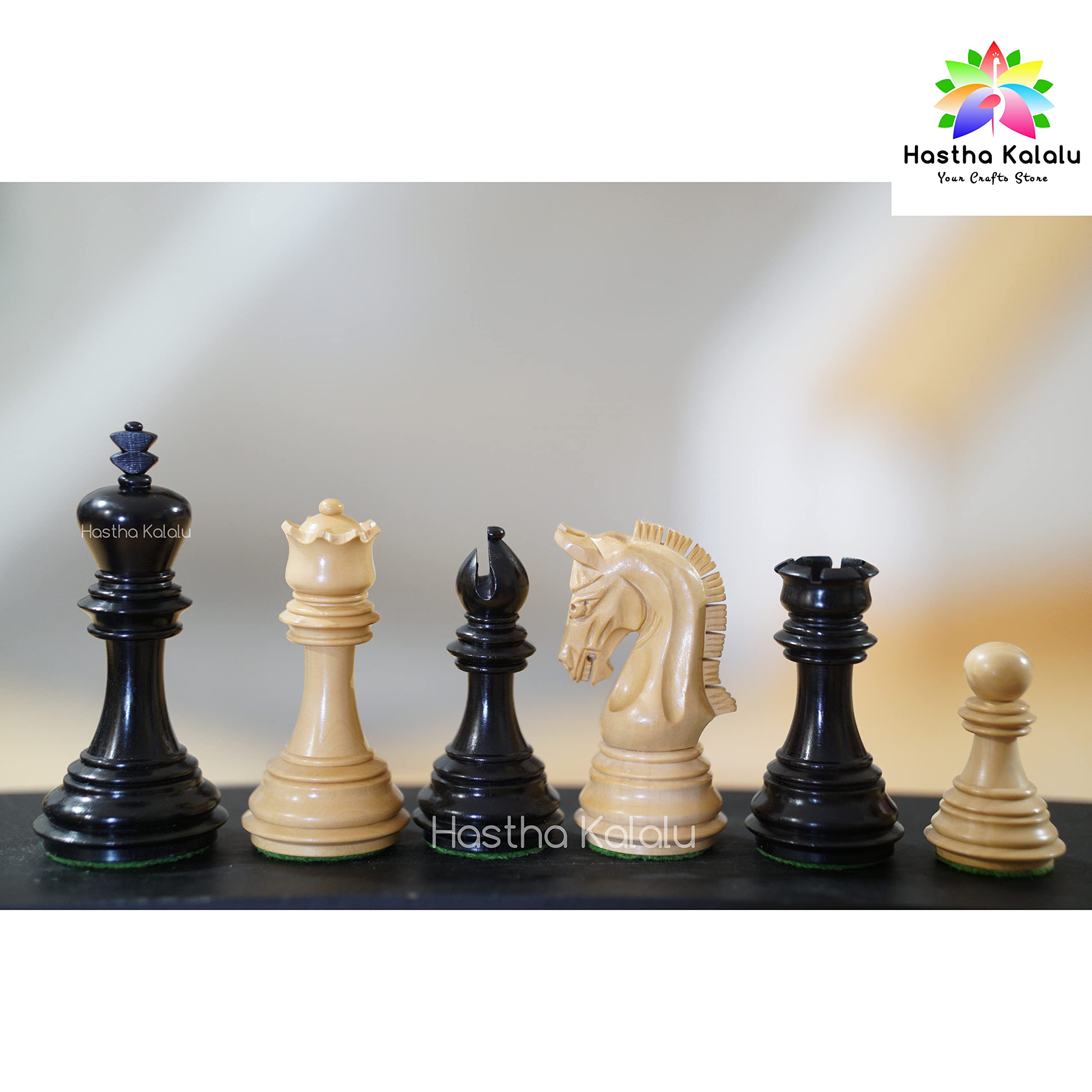 Handcarved Staunton Luxury Chess Pieces Set - 3.8