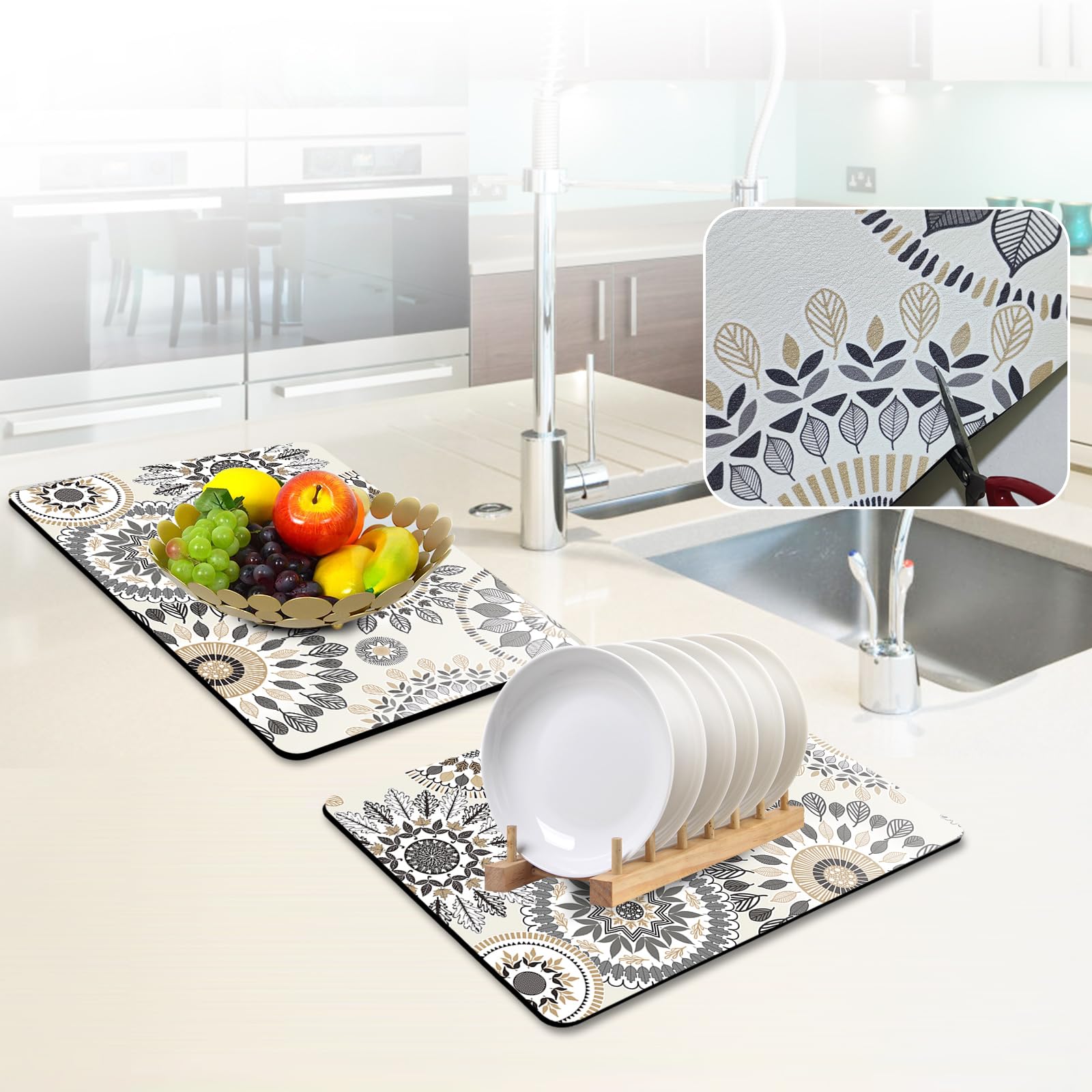 Premium Absorbent Dish Drying Mat with Non-Slip Rubber Backing - 16