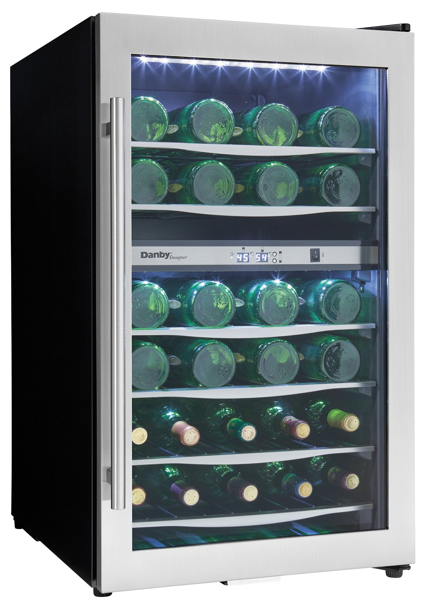 Danby DWC040A3BSSDD 38 Bottle Stainless Steel Freestanding Wine Cooler - Perfect for Home Bars, Restaurants & Wine Cellars