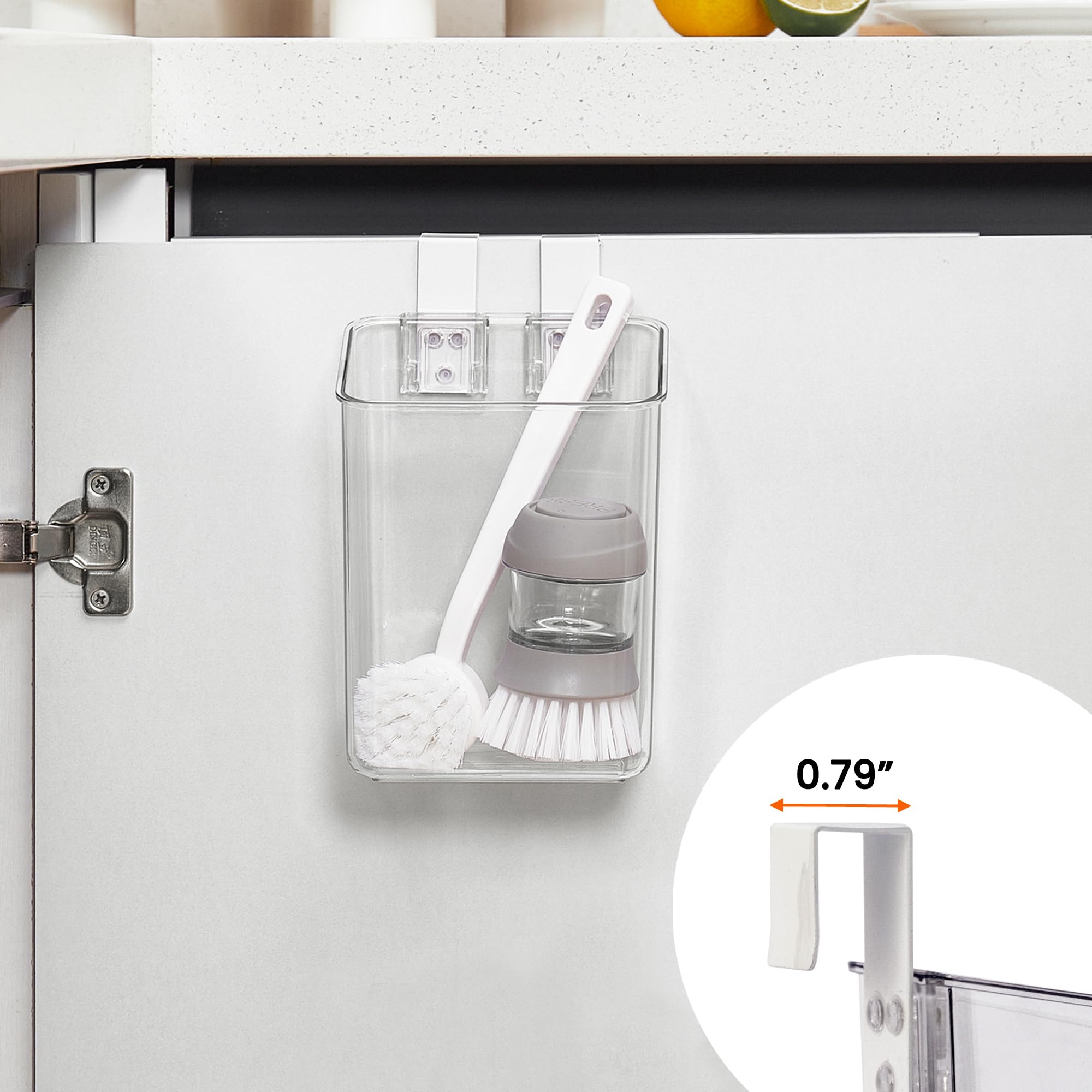 Vacane Clear Plastic Over Cabinet Door Organizer with Removable Hooks - Hanging Storage Baskets for Kitchen, Pantry & Bathroom - Space Saving Organizer for Spices, Utensils & Toiletries (Fits Inside or Outside Cabinet Doors) - Perfect for Small Space Organization & Clutter-Free Homes