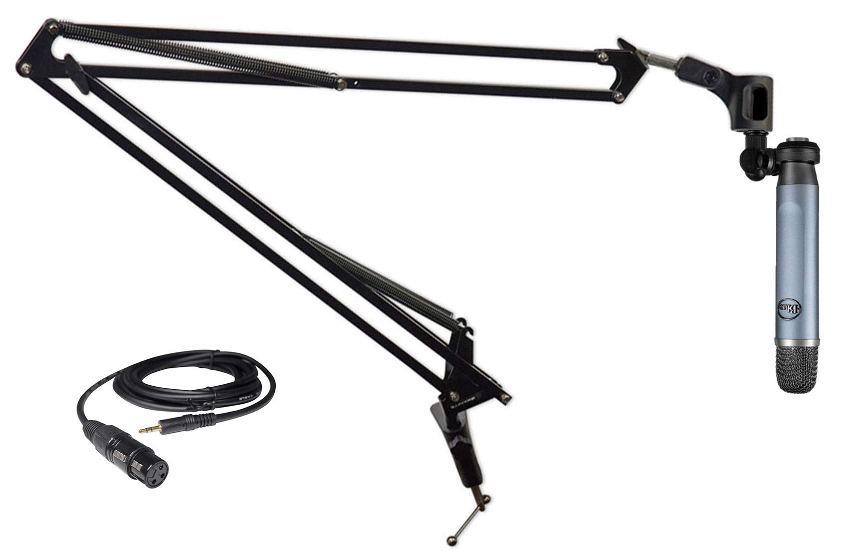 Artist Unknown Rockville DMS40 40-Inch Professional Mic Boom Arm Bundle with Blue Ember Cardioid Condenser Microphone & XLR to TRS Cable - Perfect for Podcasting, Voice Overs, and Home Studio Recording