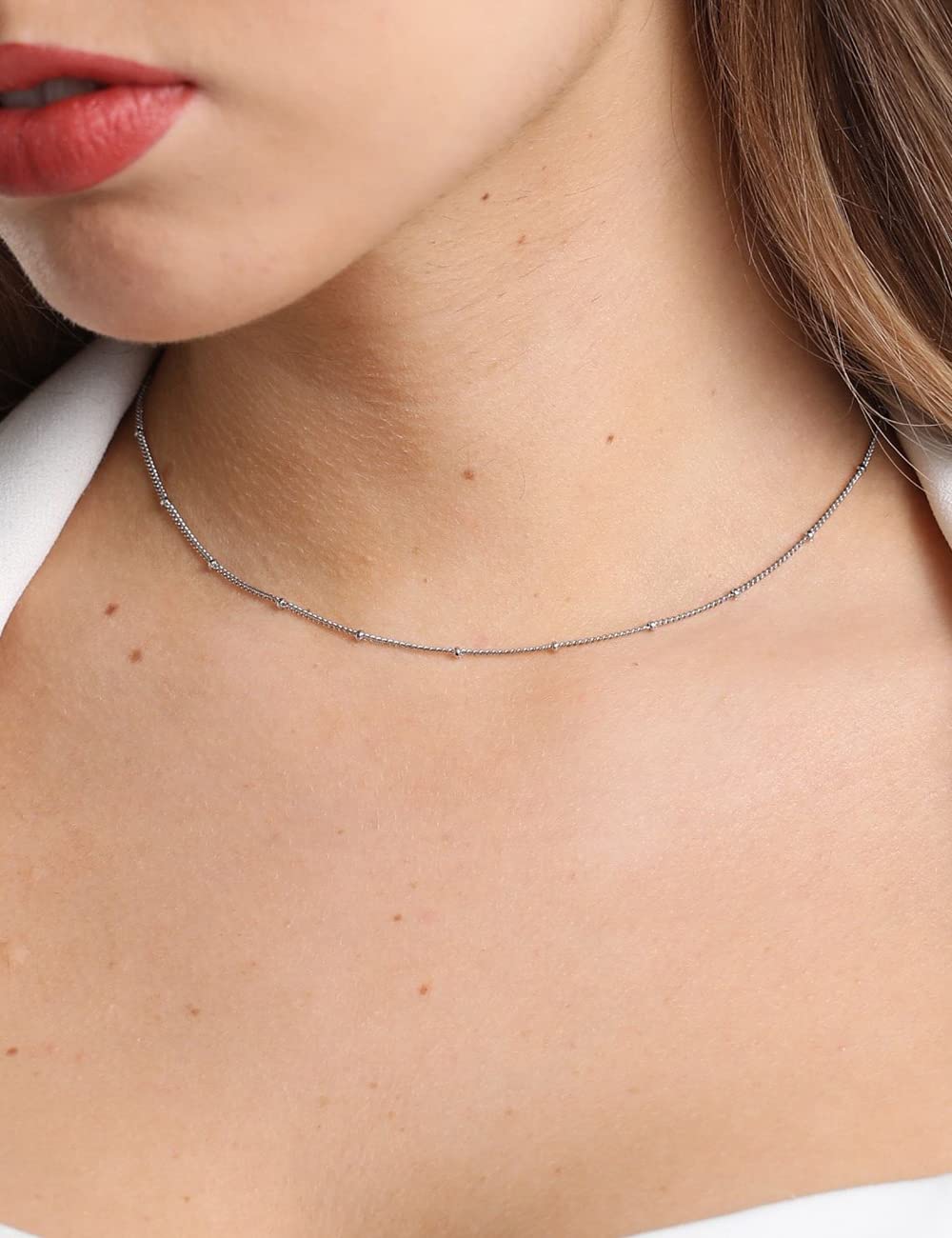 14K Gold Plated Evil Eye Layered Necklace Set for Women - 2PCS Dainty Satellite Beaded Choker with Rose Gold & Fake Diamond Pendant - Perfect for Everyday Wear, Gift Giving & Spiritual Protection
