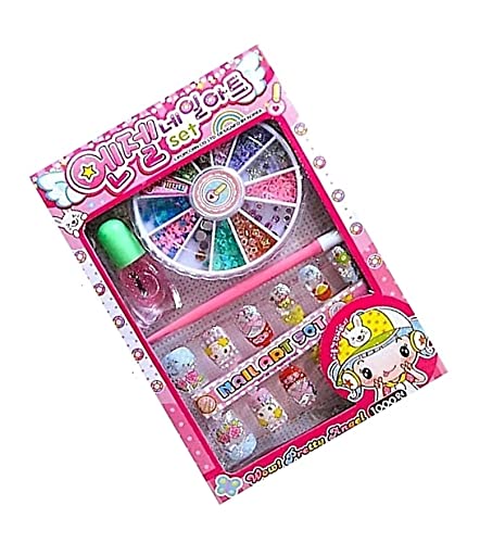Karic Cute Nail Art Kit for Girls - 48 Colors Kids Nail Polish Set with Glitter, Stickers & Accessories - Perfect Birthday Gift for Girls Ages 6-12 - DIY Nail Design Kit for Parties, Sleepovers & Playdates