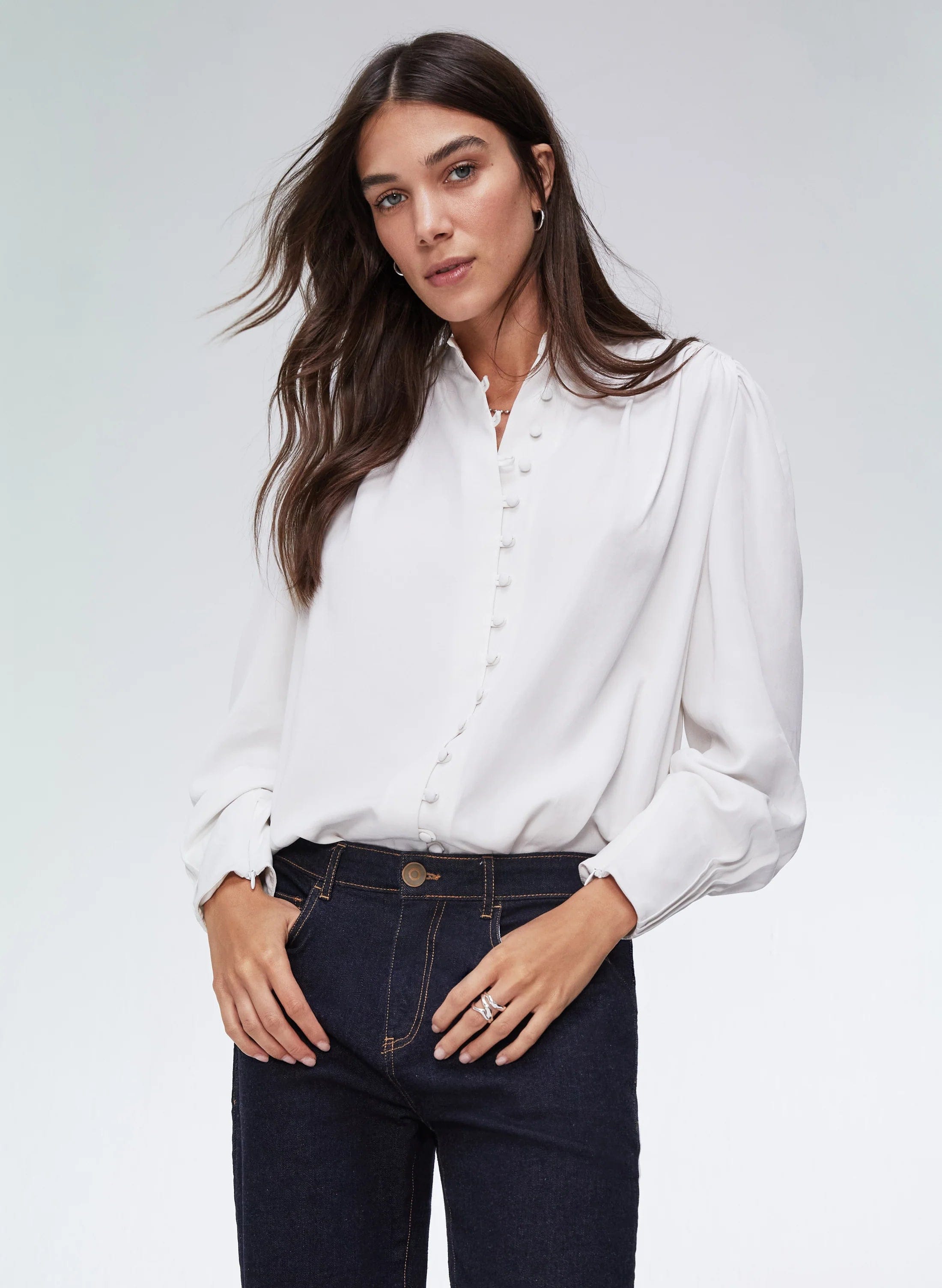 Annika TENCEL™ Blouse - Pure White Women's Casual Shirt | Eco-Friendly TENCEL Fabric | Perfect for Office Wear & Summer Outfits