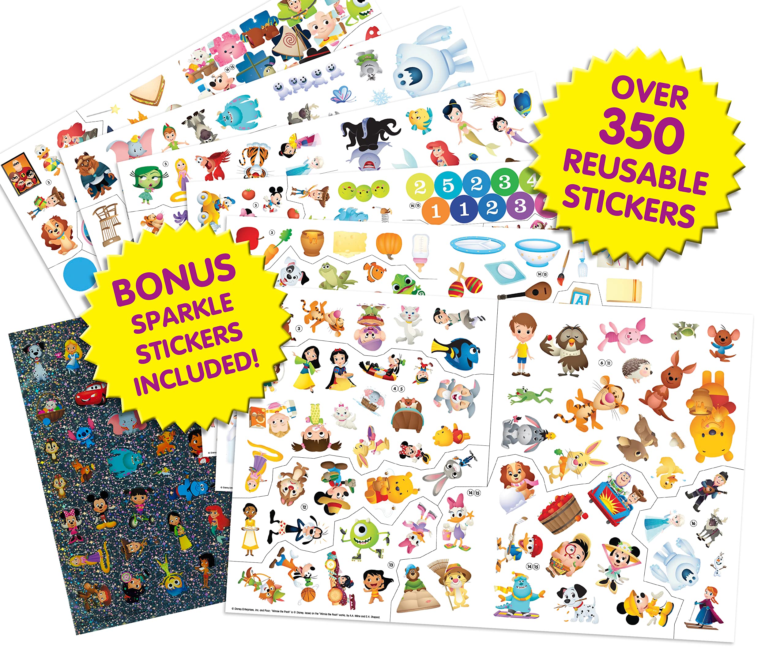 Disney Baby Sticker Book Treasury - 350 Reusable Stickers & 96 Pages of Fun Activity Books for Toddlers & Kids | Perfect for Travel, Birthday Gifts & Early Learning