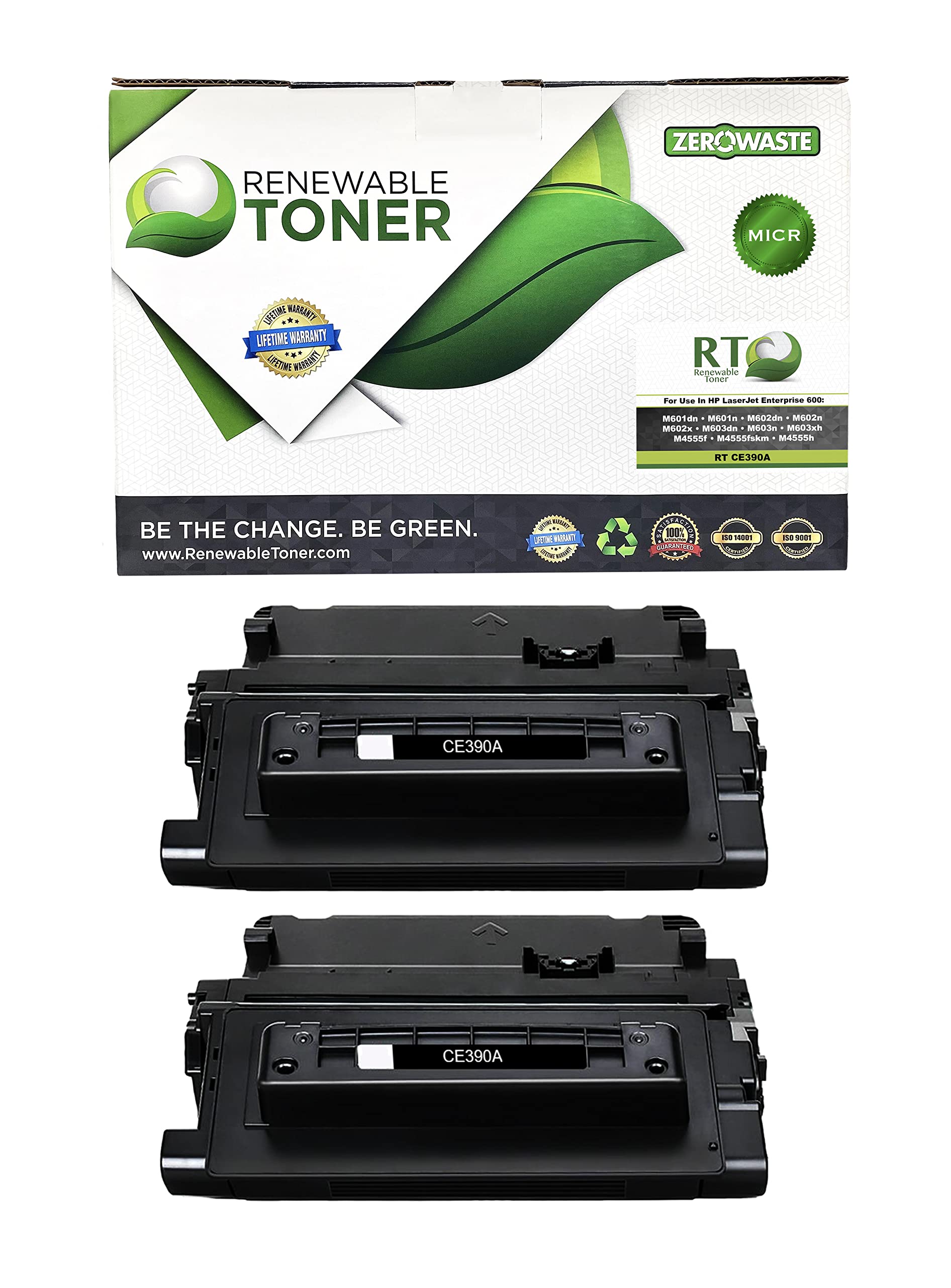 HP CE390A Compatible MICR Toner Cartridge (2-Pack) - Replacement for HP LaserJet M601 M602 M603 M4555 Printers - High-Quality Check Printing & Secure Document Use