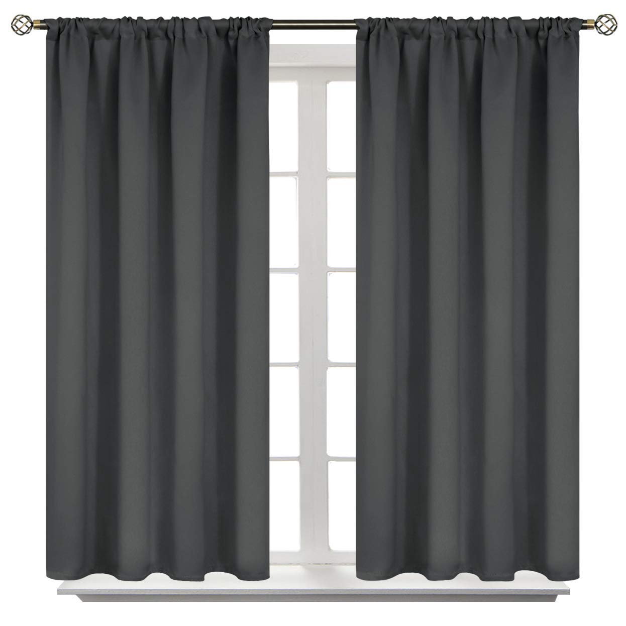 Thermal Insulated Blackout Curtains for Bedroom - 84x54 Inch Rod Pocket Window Panels, Polyester Drapes for Door & Windows, Light Blocking & Privacy Protection (Grey, 1 Panel) - Perfect for Living Room, Nursery & Home Office