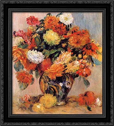 Pierre Auguste Renoir Black Ornate Wood Framed Canvas Art - 20x22 Floral Vase Painting - Perfect for Living Room, Bedroom & Office Wall Decor