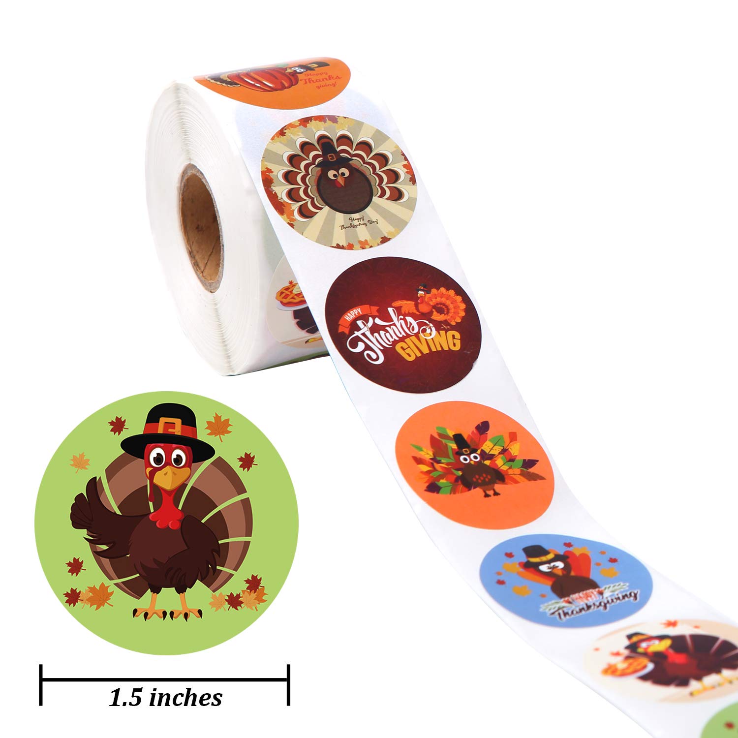Elcoho 600-Piece Thanksgiving Stickers Set - Cute Turkey Design Roll Stickers for Party Favors, DIY Crafts, Scrapbooking & Holiday Decorations | Perfect for Thanksgiving Party Supplies, Gift Wrapping & School Projects