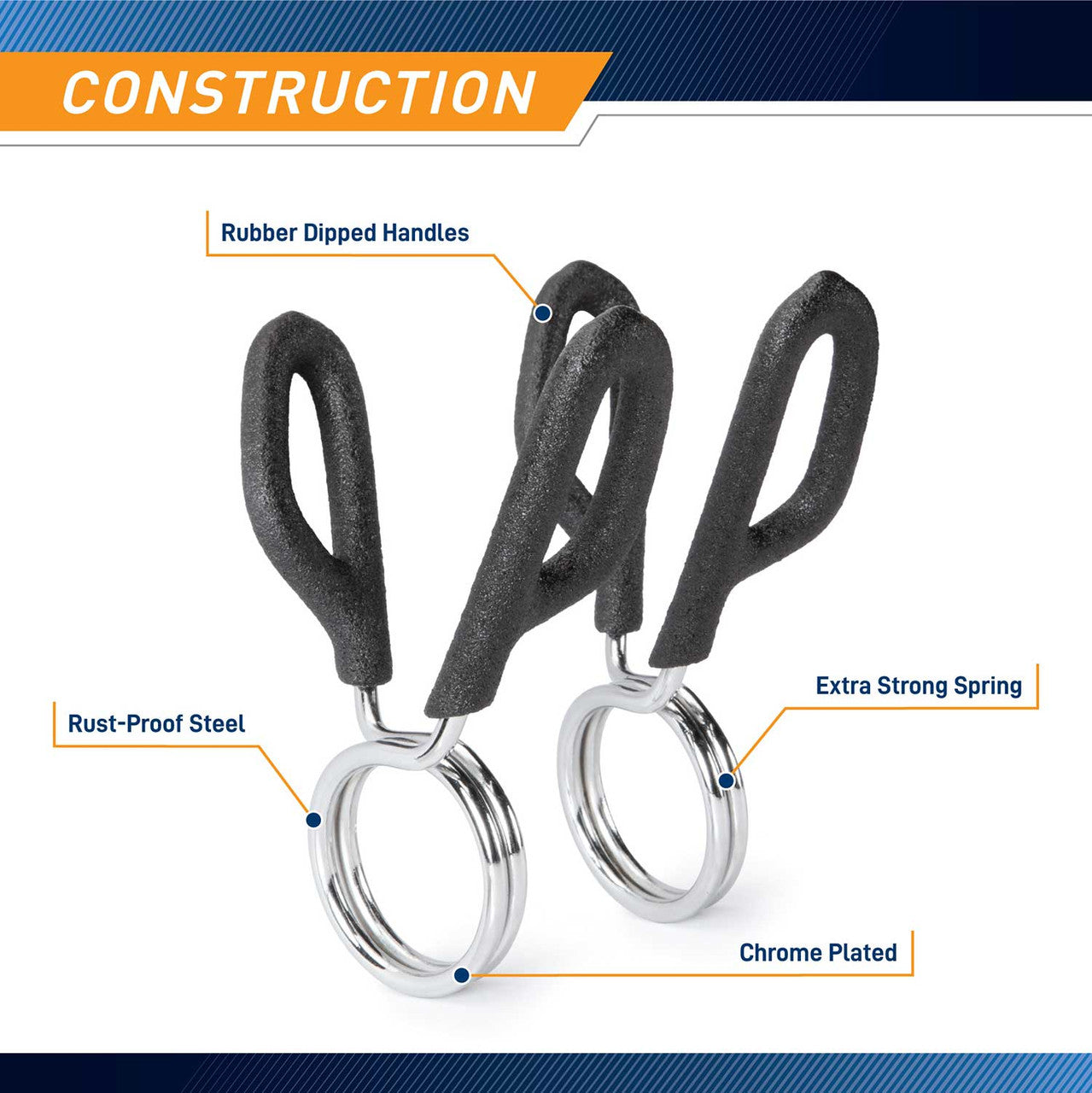 Marcy RBC 2 Standard Bar Spring Clip Collars - Heavy Duty Weight Lifting Collars for Olympic Bars - Perfect for Home Gym & Strength Training