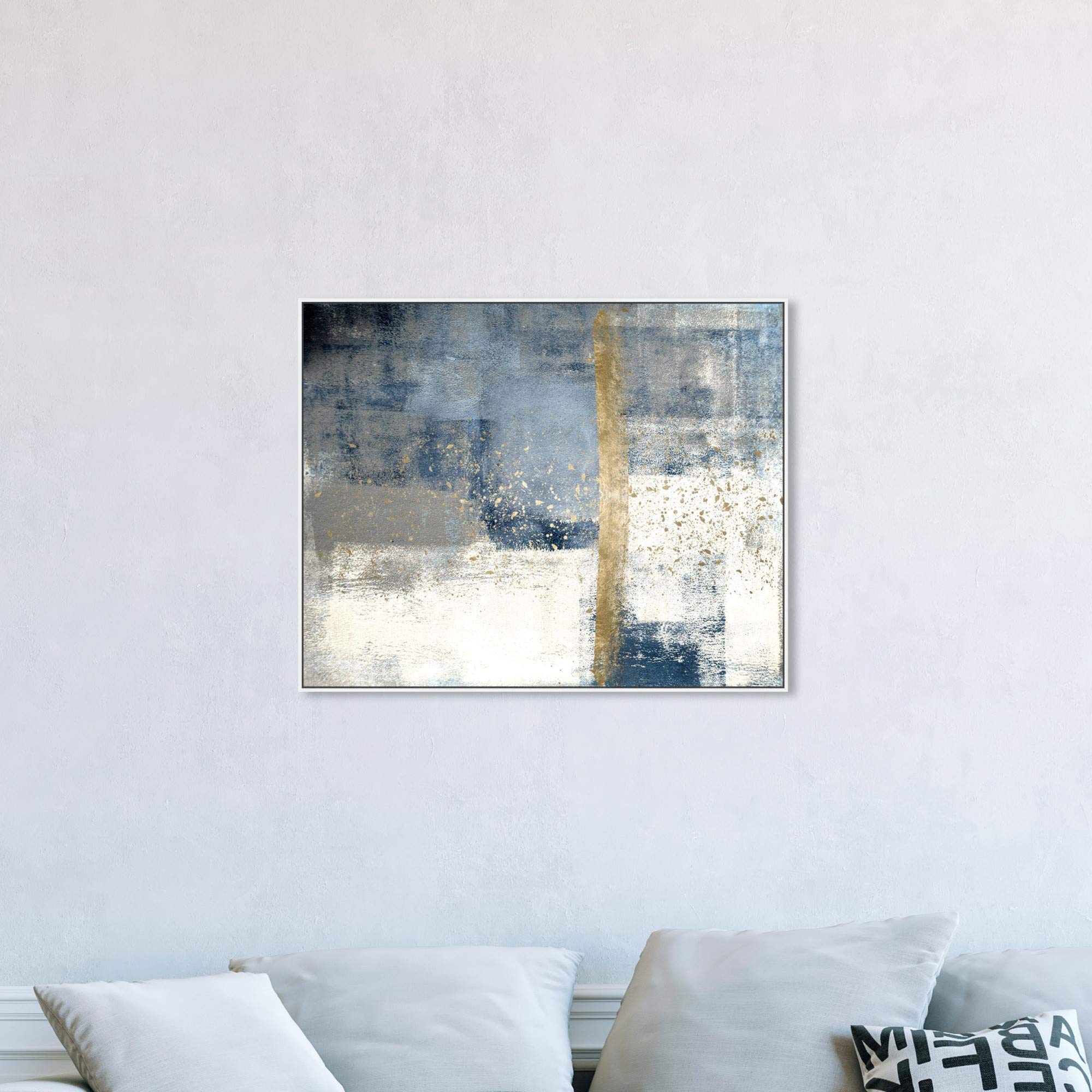 Abstract Framed Wall Art Canvas Print 'In The Mid Summer' - 36x45 Inches Blue & White Home Decor by Oliver Gal Artist Co. - Perfect for Living Room, Bedroom & Office Wall Decor