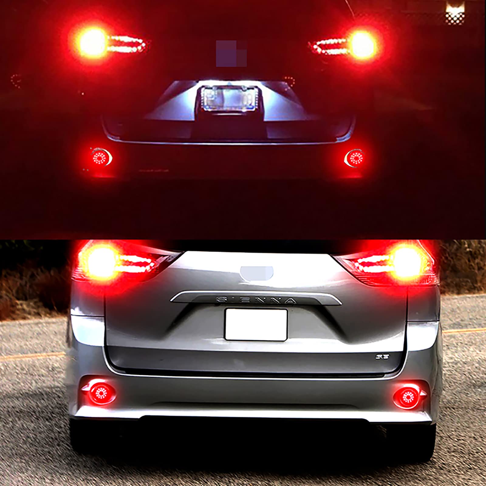 Xinctai 6.8cm Round LED Rear Bumper Reflector Light - Red Lens Tail Brake Lamp for Toyota Sienna, Corolla & Scion iQ xB | Enhanced Night Visibility & Safety Lighting for Cars, Trucks & SUVs