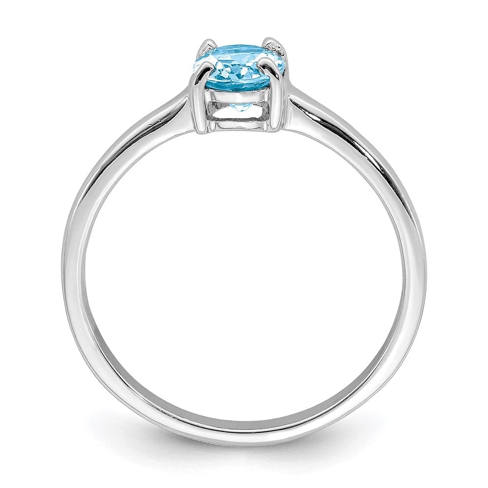 925 Sterling Silver Rhodium Plated Swiss Blue Topaz Engagement Ring - 1.92ct Oval Cut Gemstone for Women | Diamond2Deal | Perfect for Proposals, Anniversaries & Special Occasions