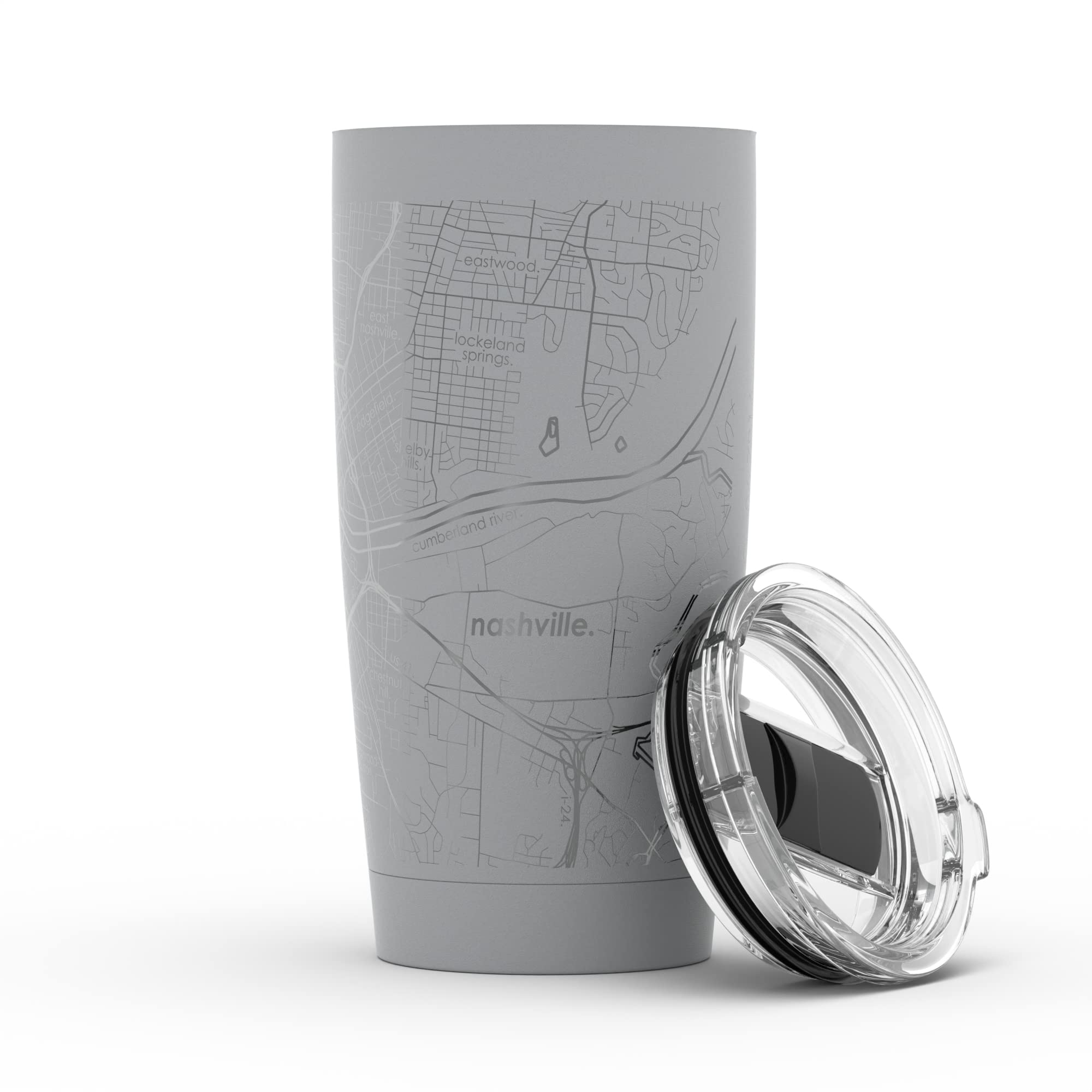 Personalized Nashville Tennessee Map Stainless Steel Tumbler - 20oz Insulated Travel Mug with Etched City Design (Dockside Gray) - Perfect for Coffee, Tea & Outdoor Adventures