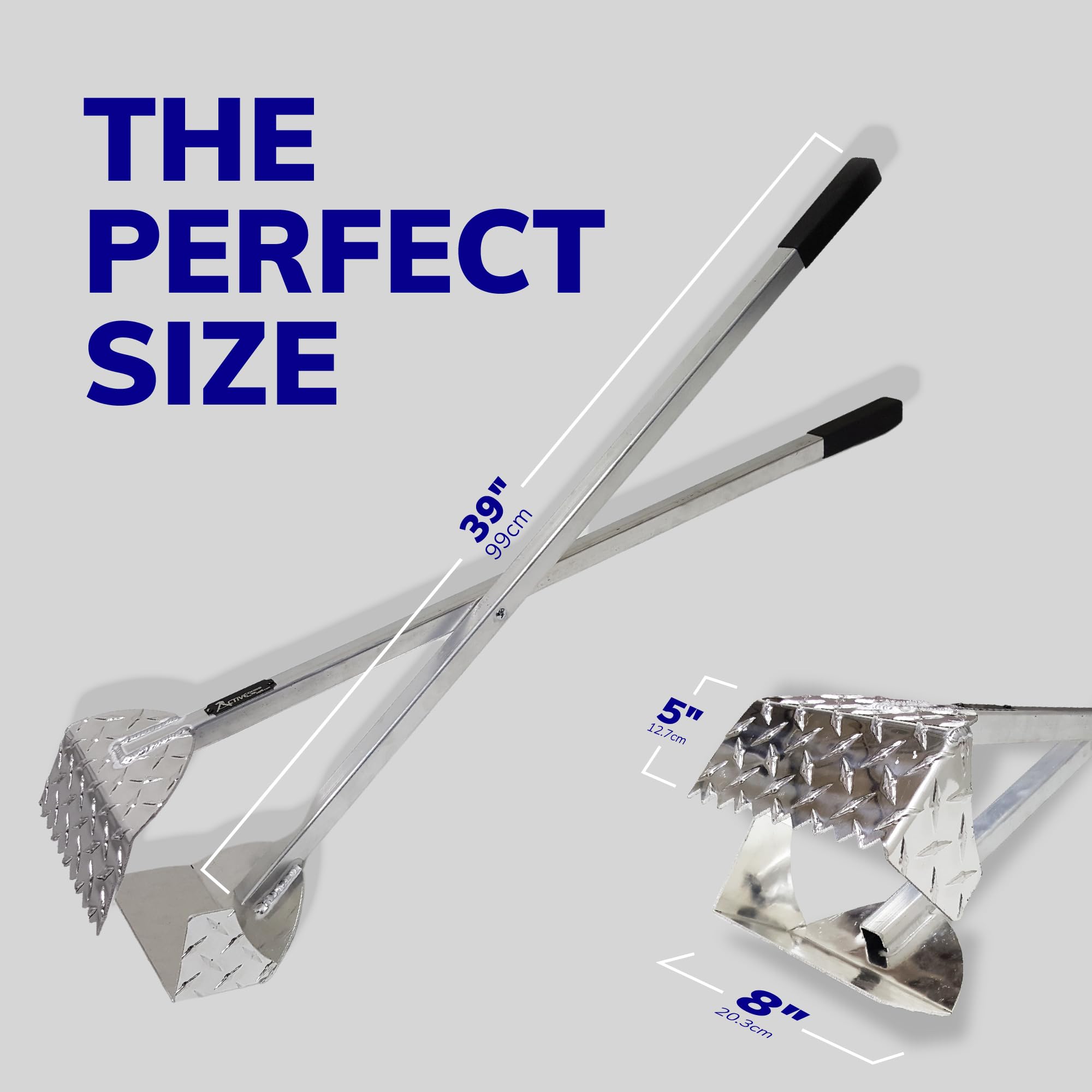 ActiveDogs Heavy Duty Dog Poop Scooper with Teeth - Durable Welded Aluminum Metal Pet Waste Shovel with Solid Bolt - USA Made for Easy Outdoor Cleanup & Backyard Maintenance
