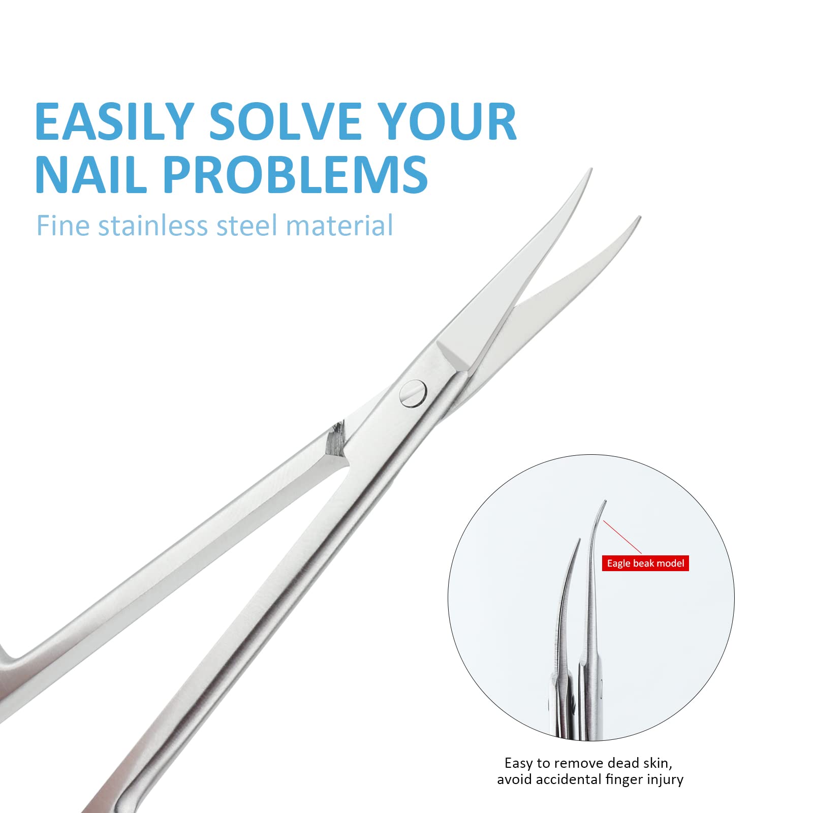 Premium Stainless Steel Cuticle Scissors for Women & Men - Curved Tip Grooming Blades for Precise Manicure & Dry Skin Care - Perfect for Home Nail Care & Professional Salon Use