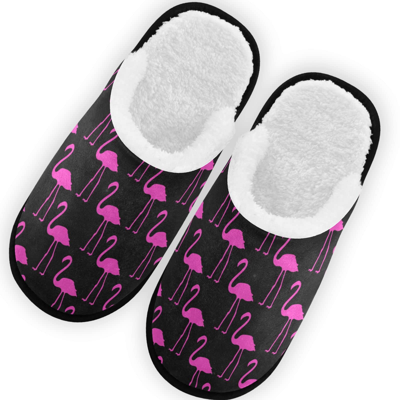**Pink Flamingo Pattern Memory Foam Slippers for Women & Men - Non-Slip Indoor/Outdoor Winter House Shoes - Cozy Bedroom & Lounge Wear for Home Comfort**
