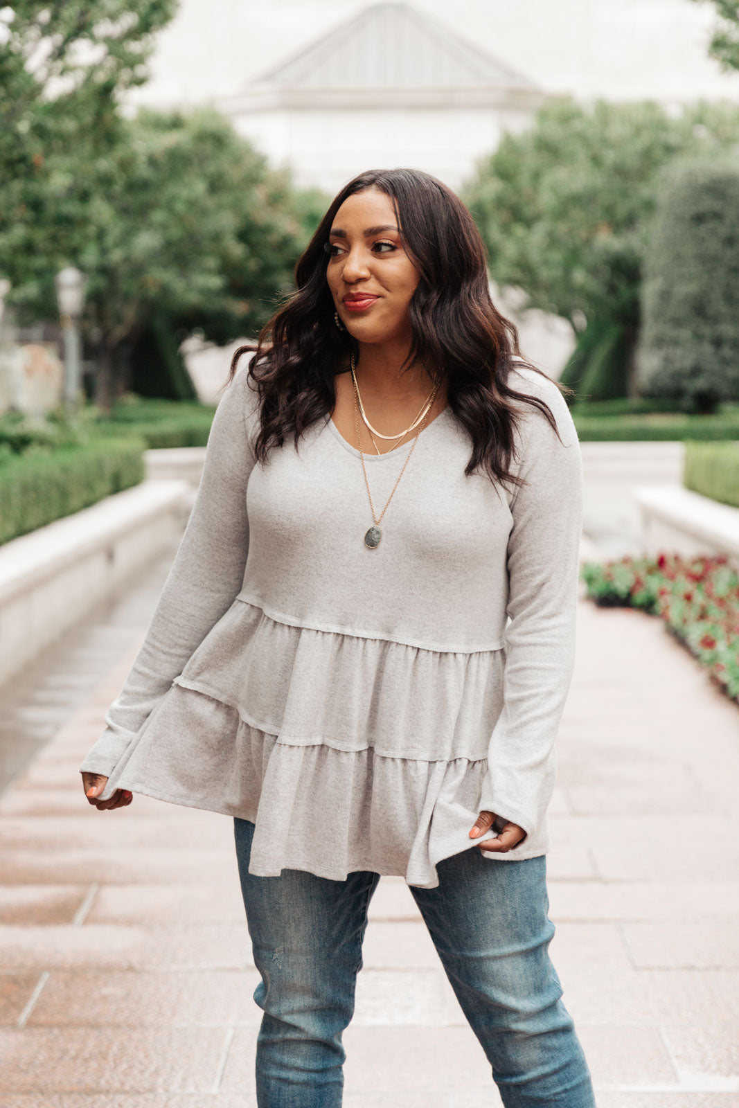 Stylish Gray Tiered Tops for Women | Trendy Layered Blouse | Perfect for Casual Outings, Office Wear & Date Nights
