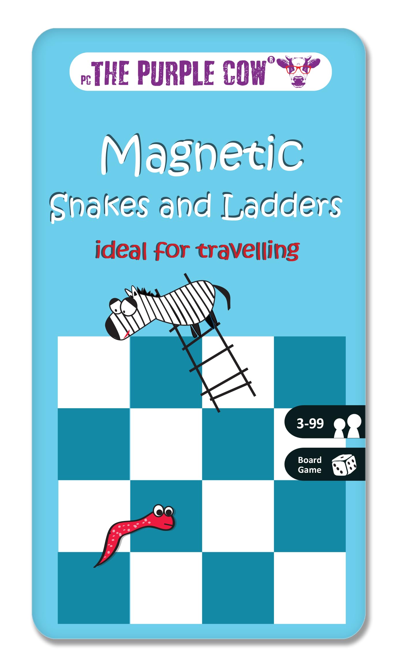 Purple Cow Magnetic Travel Snakes & Ladders Game - Portable Board Game for Kids & Adults - Perfect for Road Trips, Airplane Travel & Family Game Nights