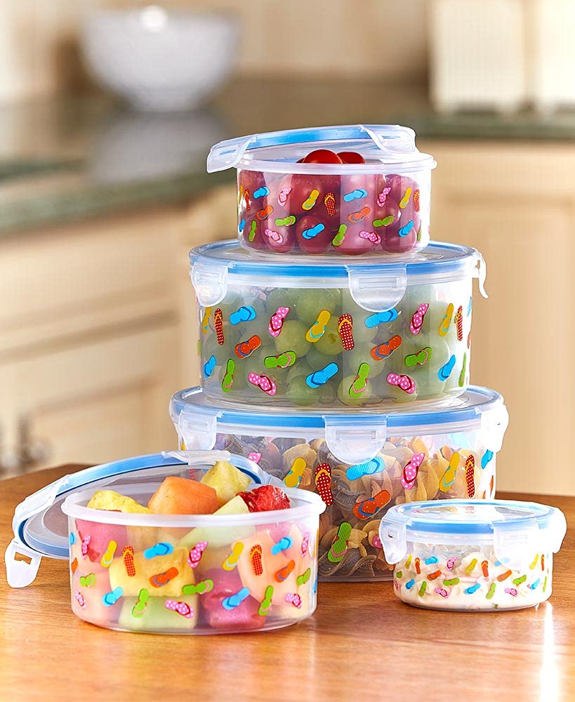 Airtight Food Storage Containers with Lids - 5-Piece Round Set for Meal Prep & Kitchen Organization | Perfect for Pantry, Fridge, Freezer & On-the-Go Snacks