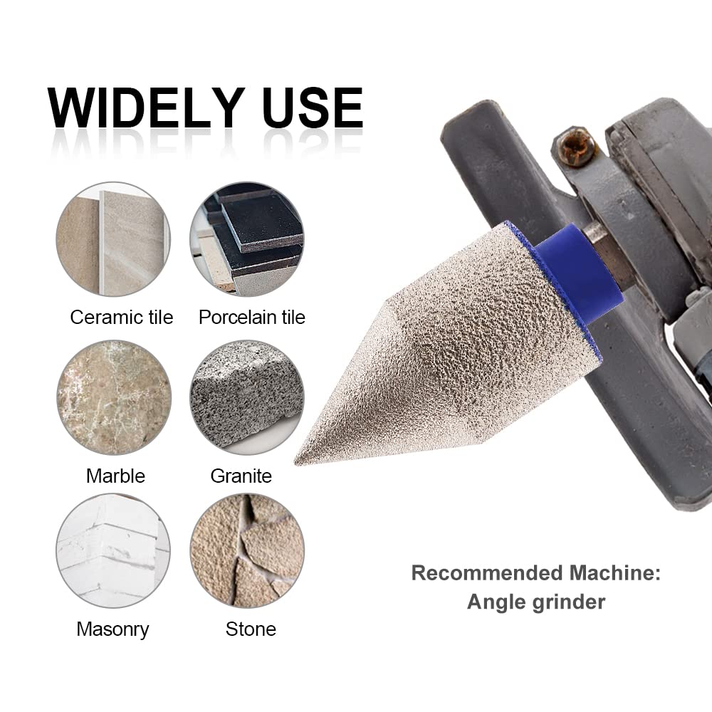 Diamond Chamfer Bits 2-Inch (50mm) for Angle Grinder - Professional Bevelling & Milling Tools for Porcelain Tile, Marble, Ceramic & Granite - Perfect for Enlarging & Shaping Existing Holes in Stone & Tile Work
