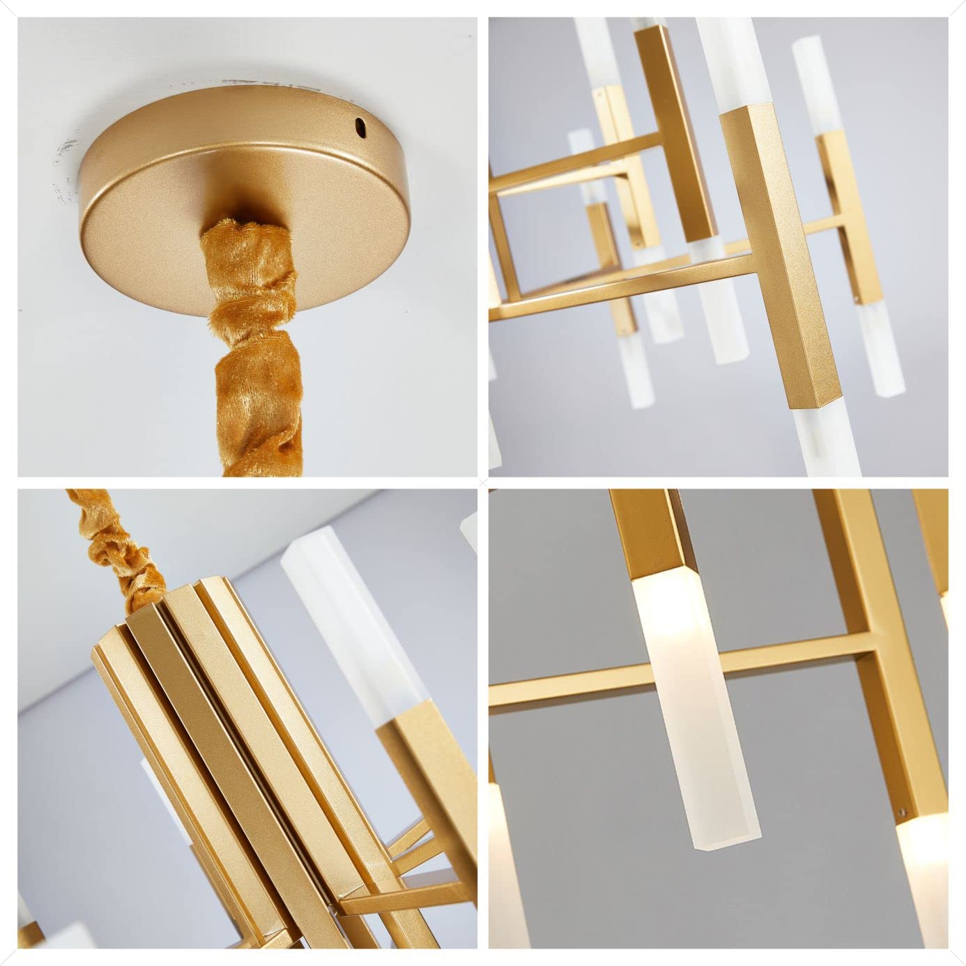 BOKT 24-Light Gold Sputnik Chandelier - Brushed Brass LED Ceiling Light Fixture, Adjustable Height Flush Mount Pendant Lamp for Kitchen Island, Living Room & Dining Room | Modern Lighting for Home Decor & Interior Design