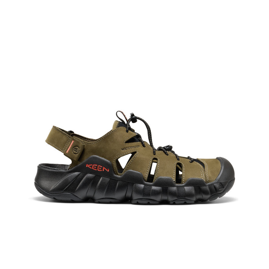 Men's Hyperport Fisherman Leather Sandals - Dark Olive/Black | Comfortable Outdoor Walking & Beach Vacation Slip-Ons