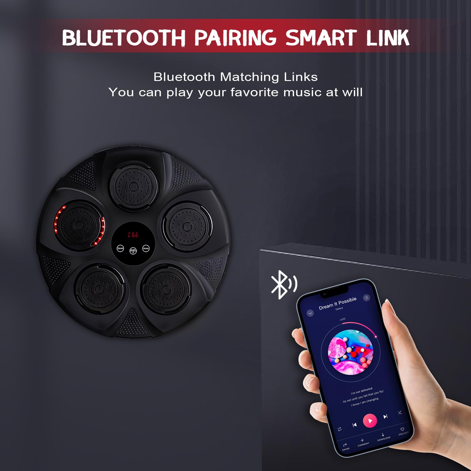 FAHKNS Smart Bluetooth LED Music Boxing Machine - Wall Mounted Electronic Punching Bag for Home, Kids & Adults - Portable Stress Relief & Boxing Training Equipment - Perfect for Home Gym, Fitness & Stress Release Workouts