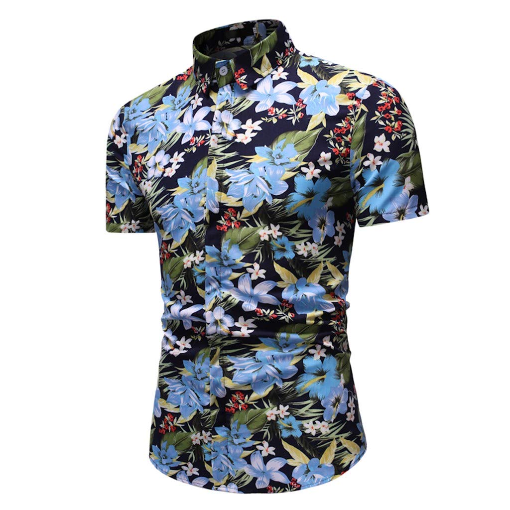 Premium Men's Hawaiian Shirt - Stylish Short-Sleeve Printed Blouse for Summer | Breathable & Comfortable | Beach Vacation, Party & Casual Wear | Luxury Brand Fashion