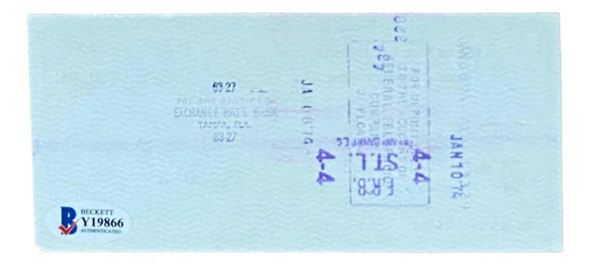 Edd Roush Cincinnati Reds Autographed Bank Check #336 - Authentic MLB Memorabilia for Collectors & Fans - Perfect for Sports Memorabilia Displays & Gifts