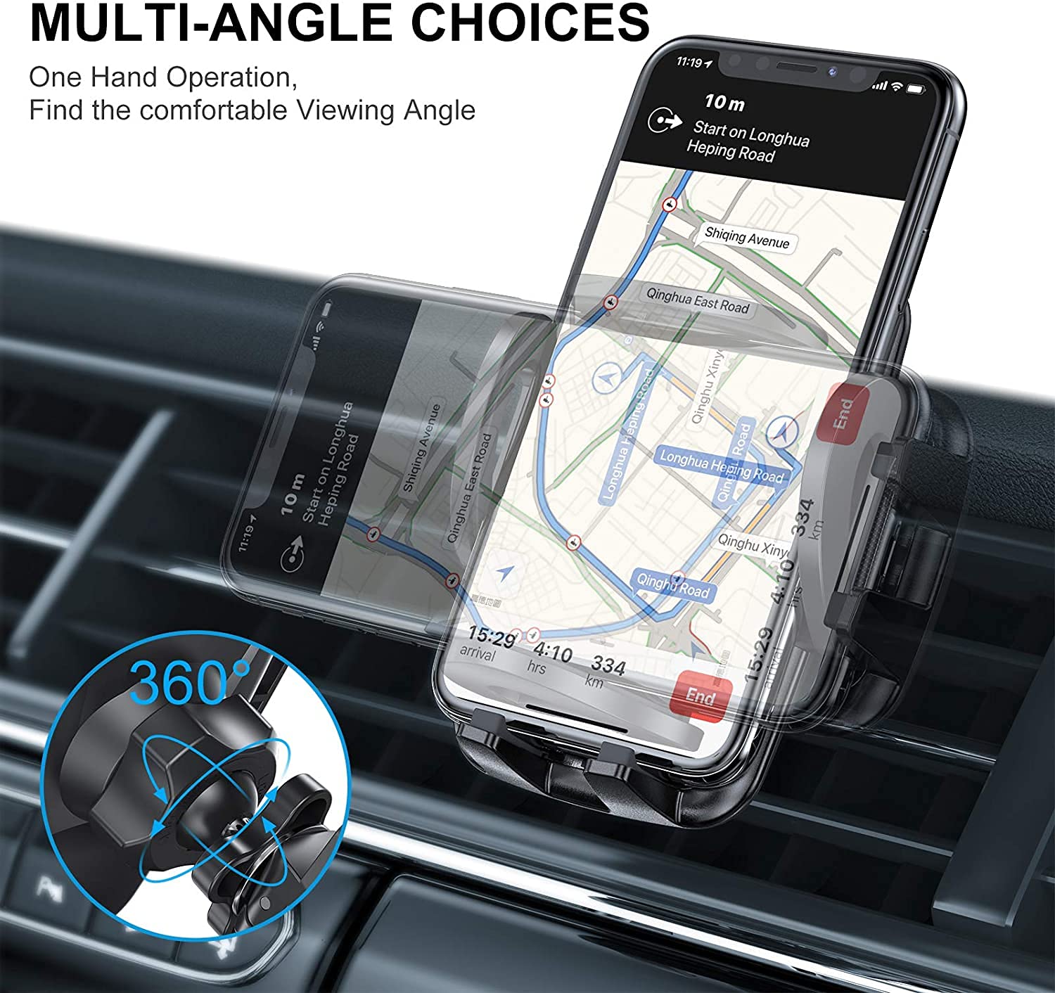 Premium Car Phone Mount Holder - Universal Dashboard & Windshield Cell Phone Stand for iPhone, Samsung & All Smartphones - Perfect for Hands-Free Driving & GPS Navigation