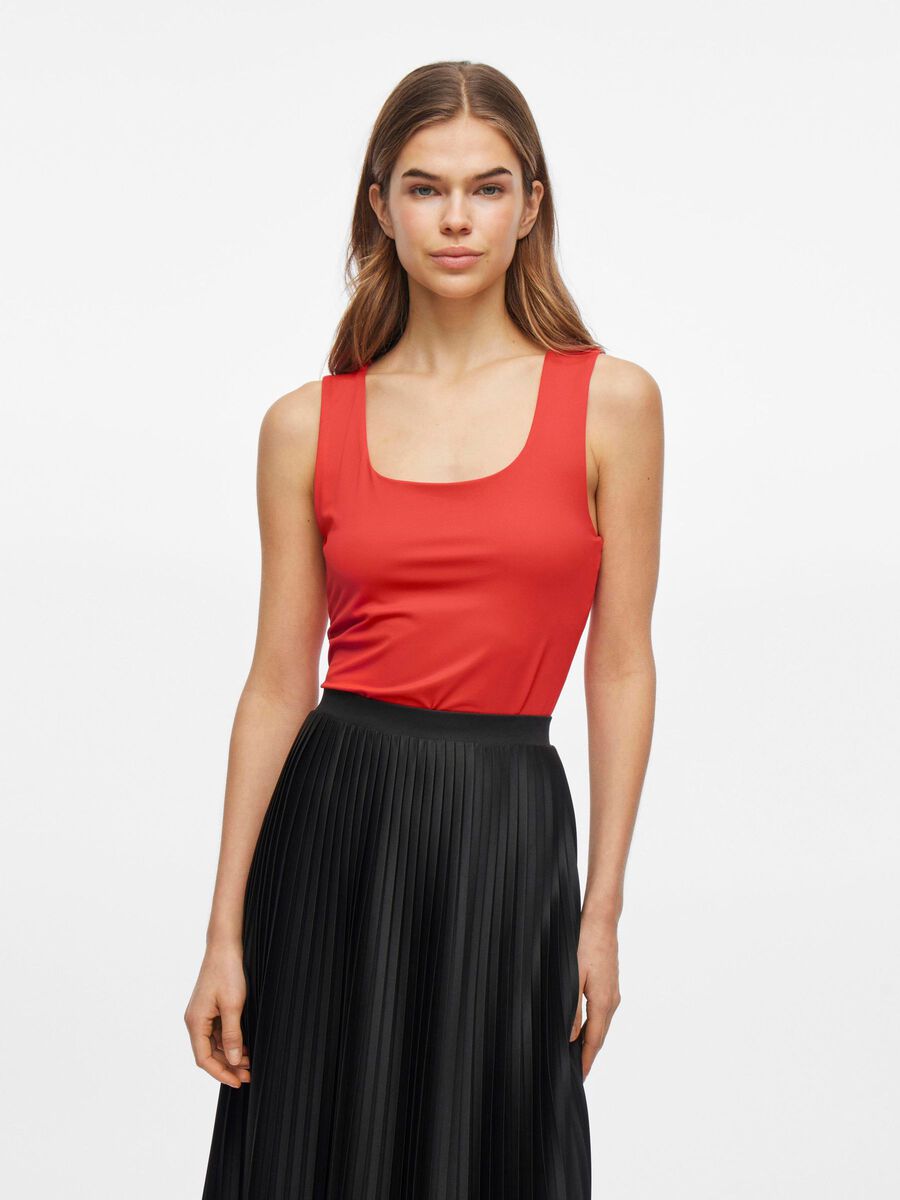 Kennza Women's O-Neck Tank Top - Soft Stretchy Camisole for Summer, Casual Wear & Layering (Poppy Red) | Perfect for Yoga, Beach & Everyday Comfort