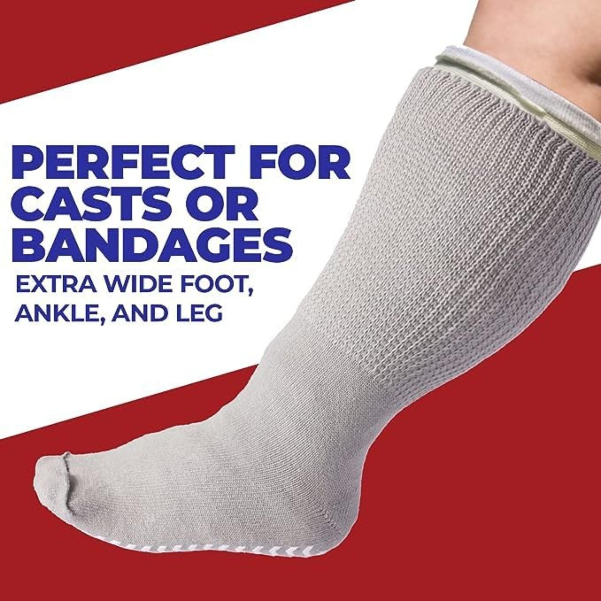 Non-Slip Hospital Socks for Men & Women with Grips - Diabetic Socks for Swollen Feet - Extra Wide Comfort Socks for Elderly & Patients - Ideal for Hospital Stay, Home Recovery and Daily Wear