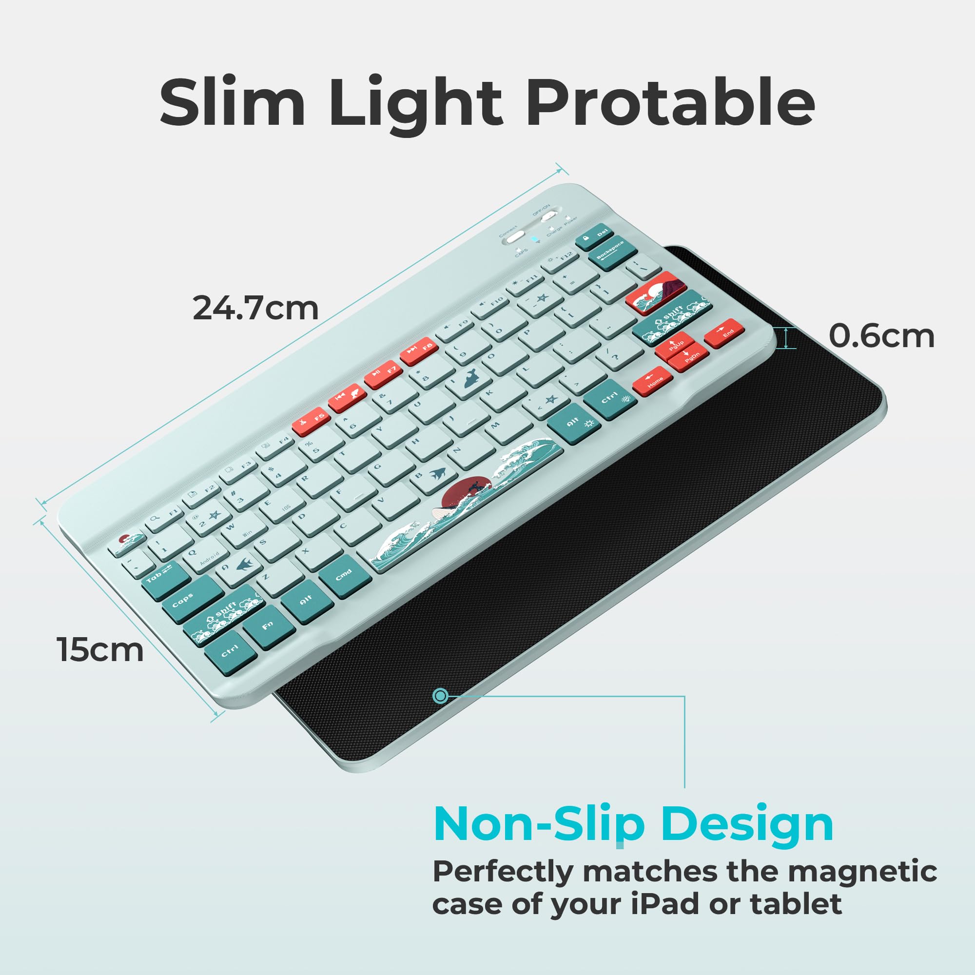 Ultra-Thin Bluetooth Keyboard for iPad 10th/9th/8th/7th Gen, iPad Pro, iPad Air 13/11 inch & iPad Mini - Rechargeable Wireless Keyboard Compatible with iOS/Android Devices | Perfect for Home Office, Travel & Remote Work