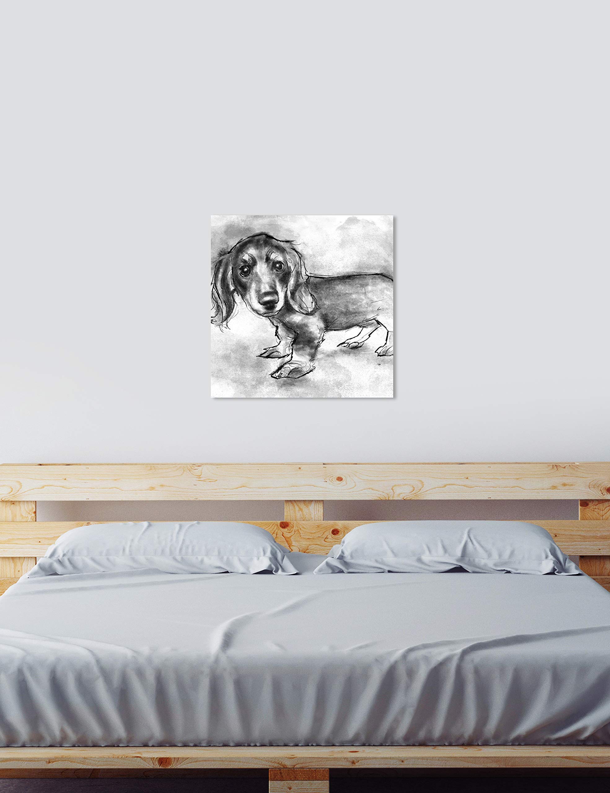 Dachshund Puppy Canvas Wall Art - 30x30 Inch Gray & White Animal Print for Home Decor | Perfect for Living Room, Bedroom & Office