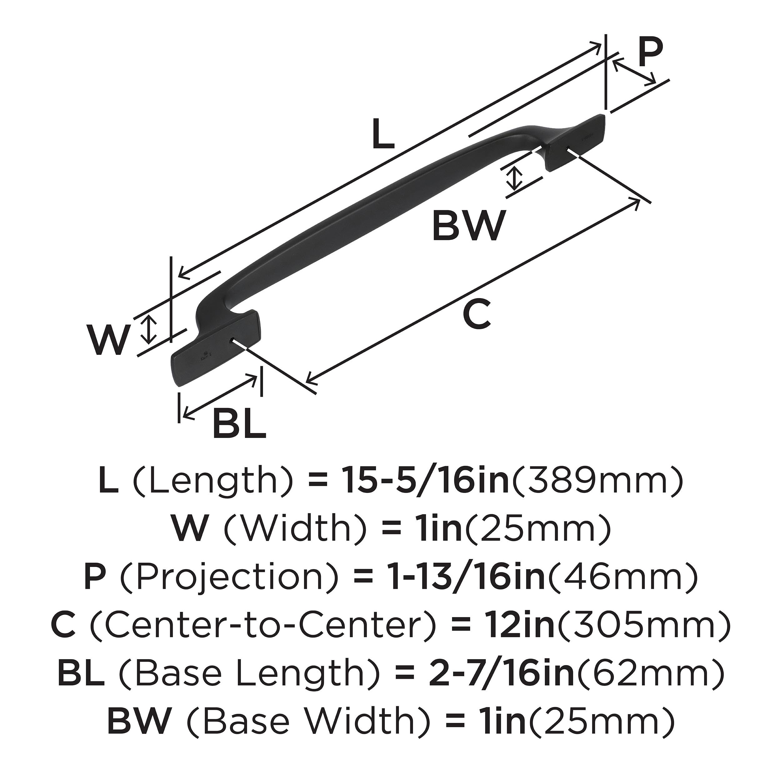 Amerock Black Bronze 12 Inch (305mm) Appliance Pull Drawer Handle - Highland Ridge Cabinet Hardware (1 Pack) - Perfect for Kitchen Cabinets, Dressers, and Furniture Upgrades