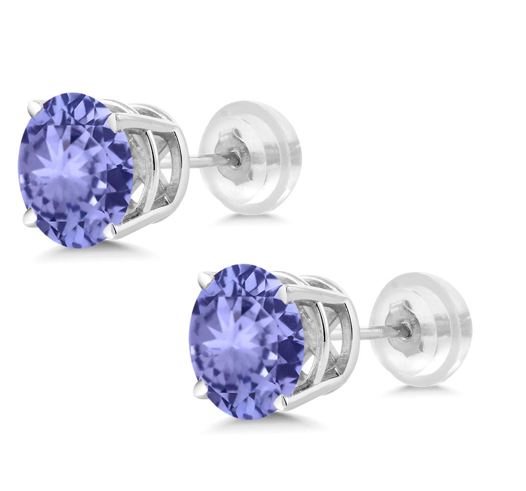 14K White Gold Round 5MM Gemstone Birthstone Stud Earrings for Women & Men | Personalized Zodiac Jewelry Gift for Birthday, Anniversary & Special Occasions