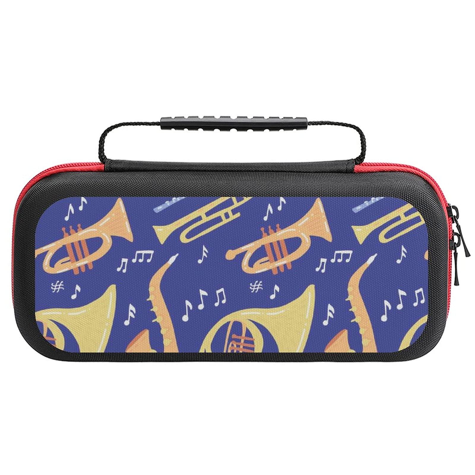 Premium Printed Music Brass Instrument Carrying Case for Nintendo Switch Lite & Accessories - Durable Travel Storage Bag for Gaming, Commuting, and Outdoor Adventures
