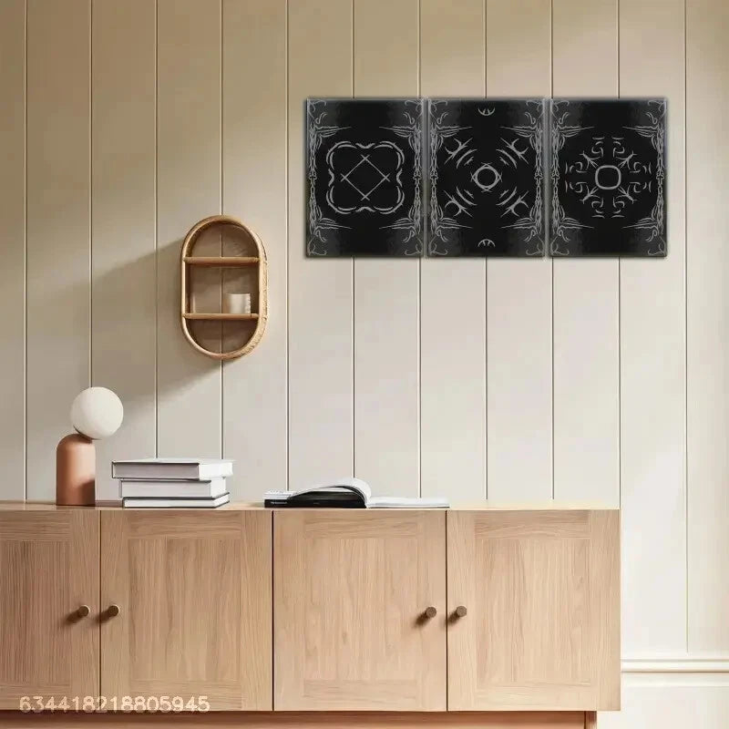 3-Piece Nordic and Asko Symbol Metal Wall Art - Ready to Hang Modern Home Decor for Living Room, Bedroom, or Office