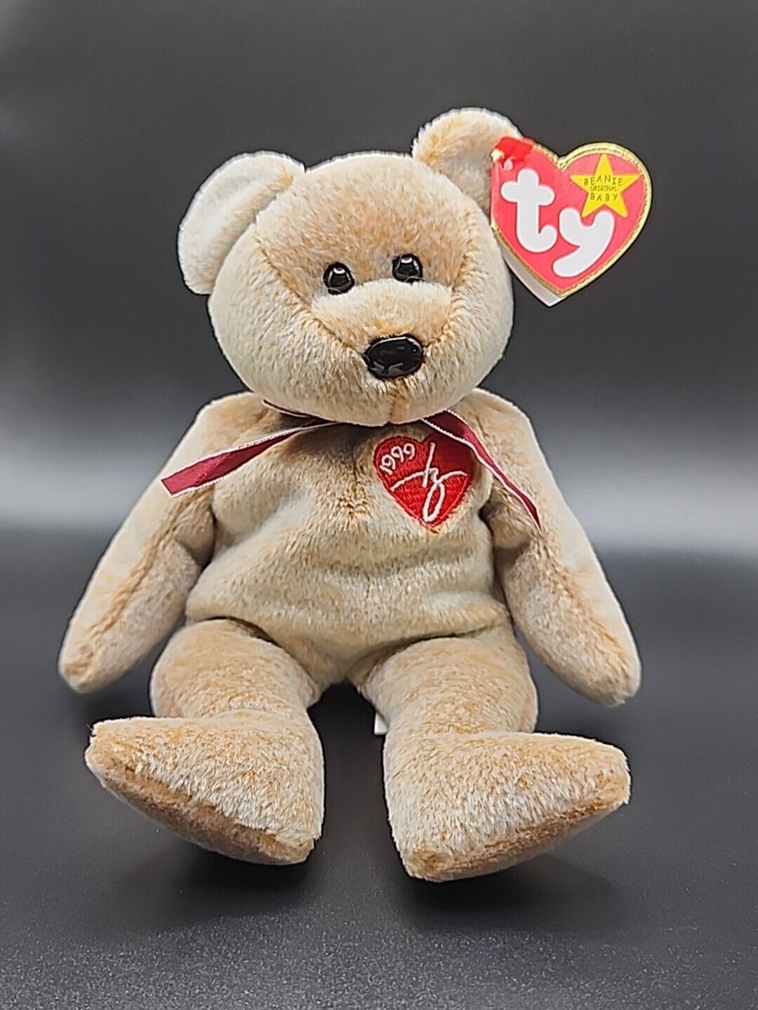 Vintage 1999 Beanie Baby Signature Teddy Bear - Rare Retired Collectible Plush Toy for Display & Gift Giving